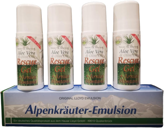 ROLL ON RESCUE GAL ARNICA MONTANA PACK 4  + CREMA ALPINA 1 UND